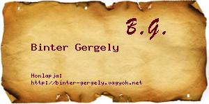 Binter Gergely névjegykártya